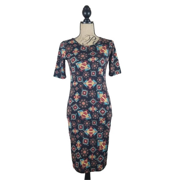 LulaRoe Aztec Print Julia Dress ~ Size XS/Extra Small - Picture 3 of 8